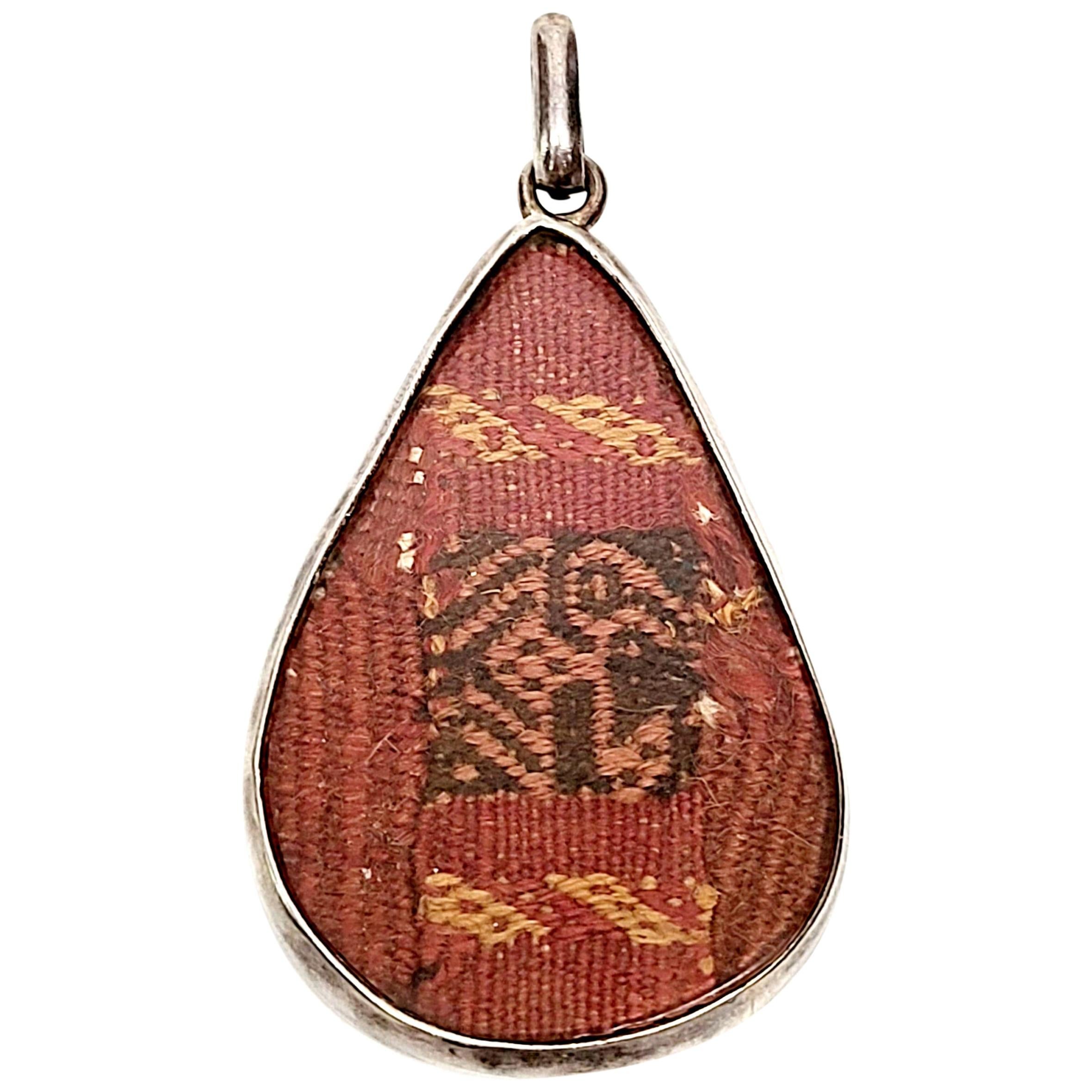 Sterling Silver Woven Tribal Textile Pendant