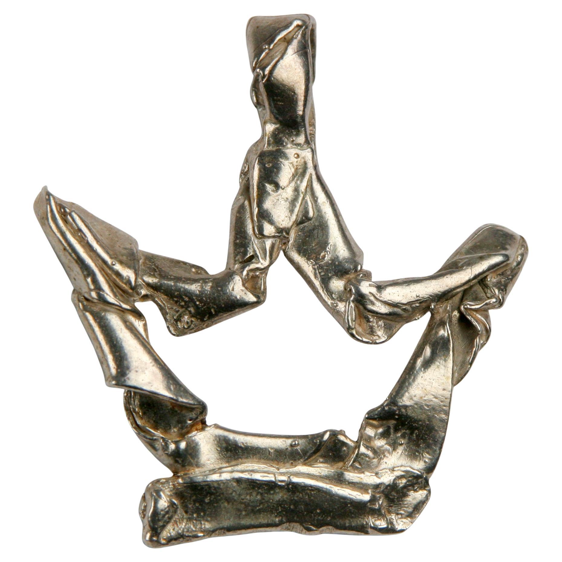 Sterling Silver Wrinkled Crown Pendant