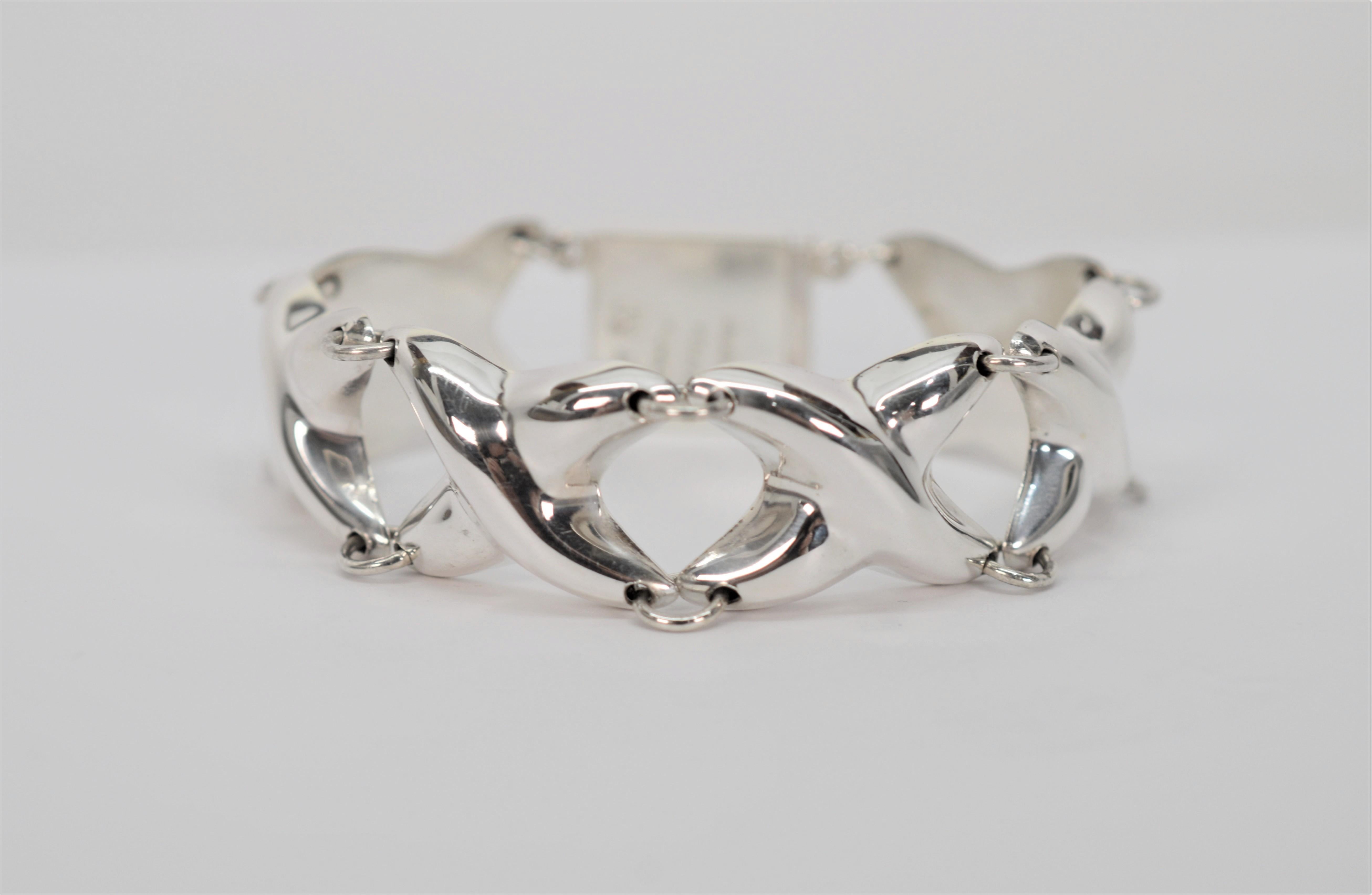 Women's Sterling Silver X Puff Link Bracelet For Sale