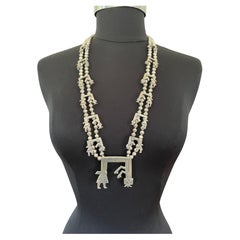 Collar de plata de ley Yei Squash Hopi Nativo Americano Fundido en Arena Collar de plata de ley Yei Squash Hopi Nativo Americano Fundido en Arena