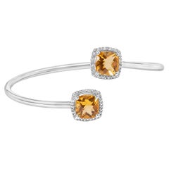 Sterling Silber Gelb Citrin Edelstein & Diamant-Akzent Bypass-Armreif