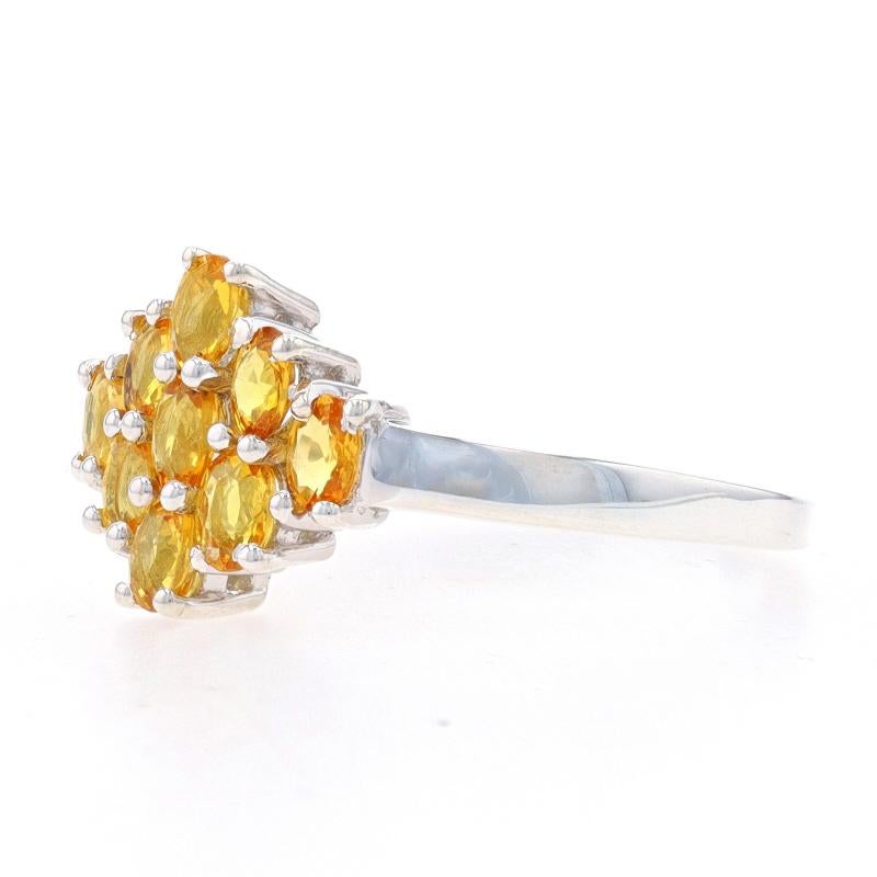 Sterling Silver Yellow Sapphire Cluster Cocktail Ring - 925 Oval 1.10ctw In Excellent Condition In Greensboro, NC
