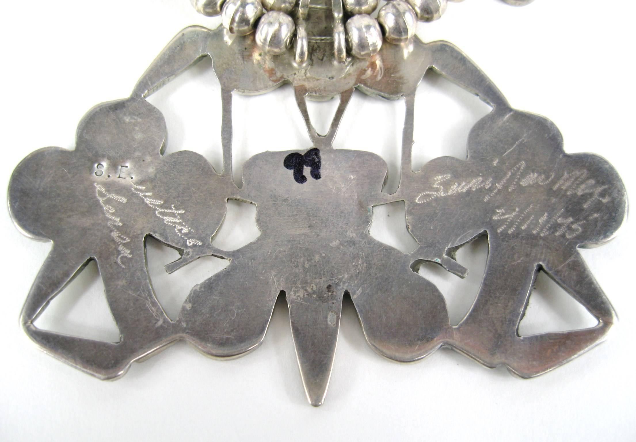 Sterling Silver Zuni Bumble Bee Squash Blossom Necklace 1975 Tanner Chaney 3
