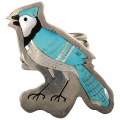 Sterling Silver Zuni Inlay Blue Jay Ring by Sammy & Esther Guardian