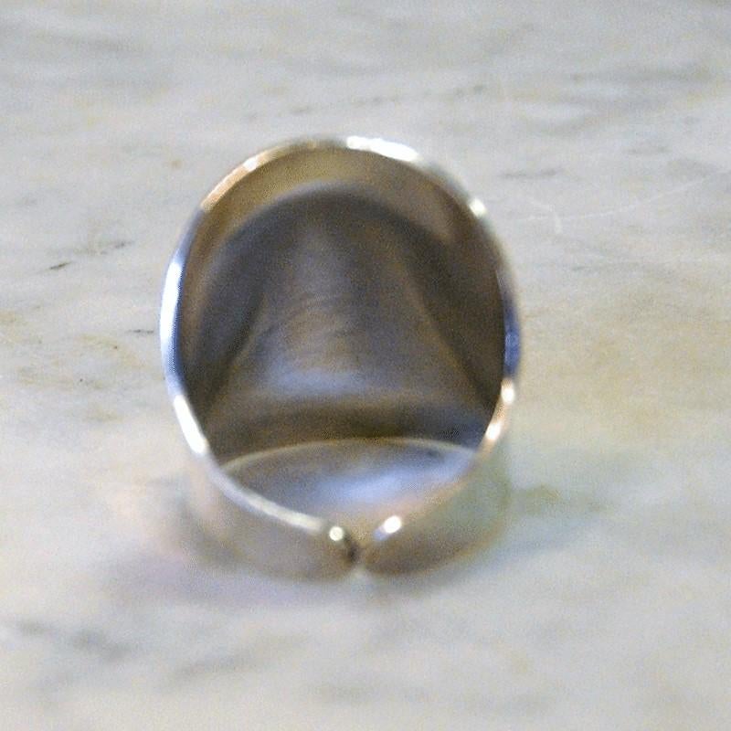 Mid-Century Modern Sterling Silverring with Plate, 1960s, Swedish