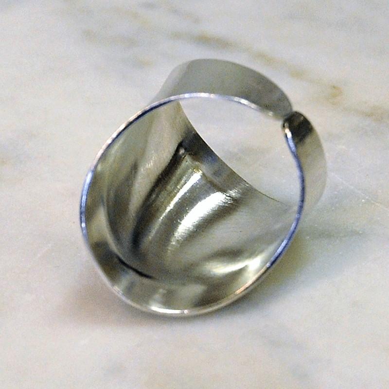 Mid-20th Century Sterling Silverring with Plate, 1960s, Swedish