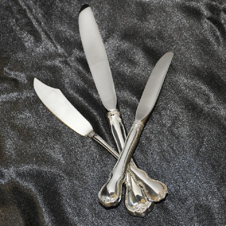 Femenino o masculino Juego de cubiertos de plata de ley French Provincial Patentado en 1949 por Towle