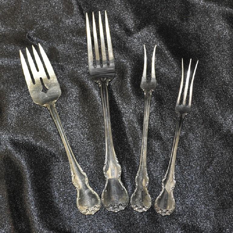 Women's or Men's Sterling Slver Flatware Set French Provincial Patented in 1949 by Towle  For Sale