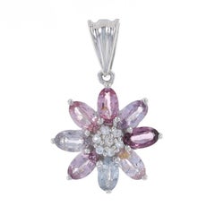 Pendentif halo de fleurs en sterling et topaze blanche 925, 1,80 ctw