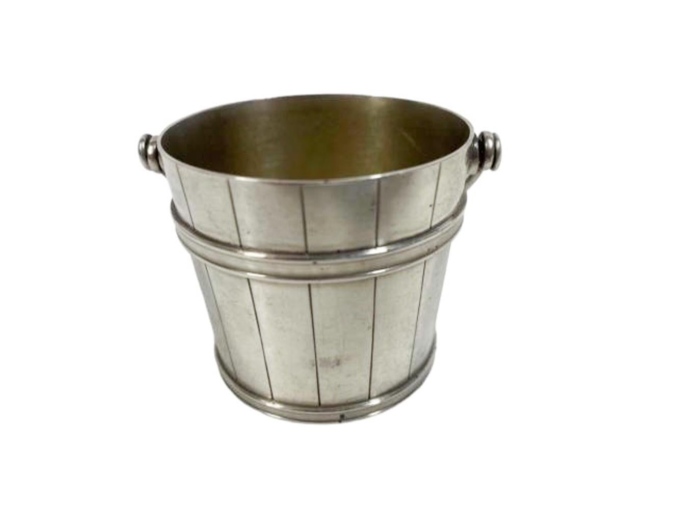 Edwardian Sterling Spirit Measure in the form of a Staved Bucket Marked Sterling 925 For Sale
