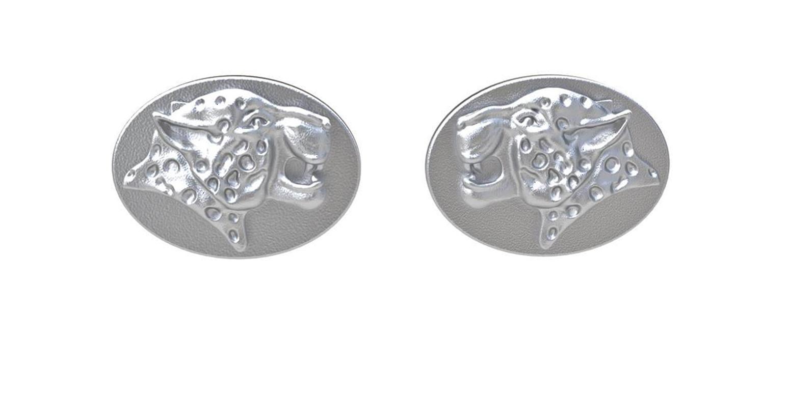 Boutons de manchette en sterling avec léopard tacheté, Boutons de manchette en sterling sculptés à la main avec une finition mate. Fabriqué sur commande, le délai de livraison est de 3 semaines. 
