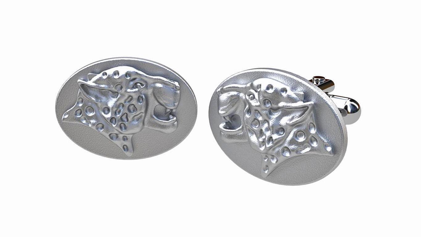 Sterling Spotted Leopard Cufflinks In New Condition For Sale In New York, NY