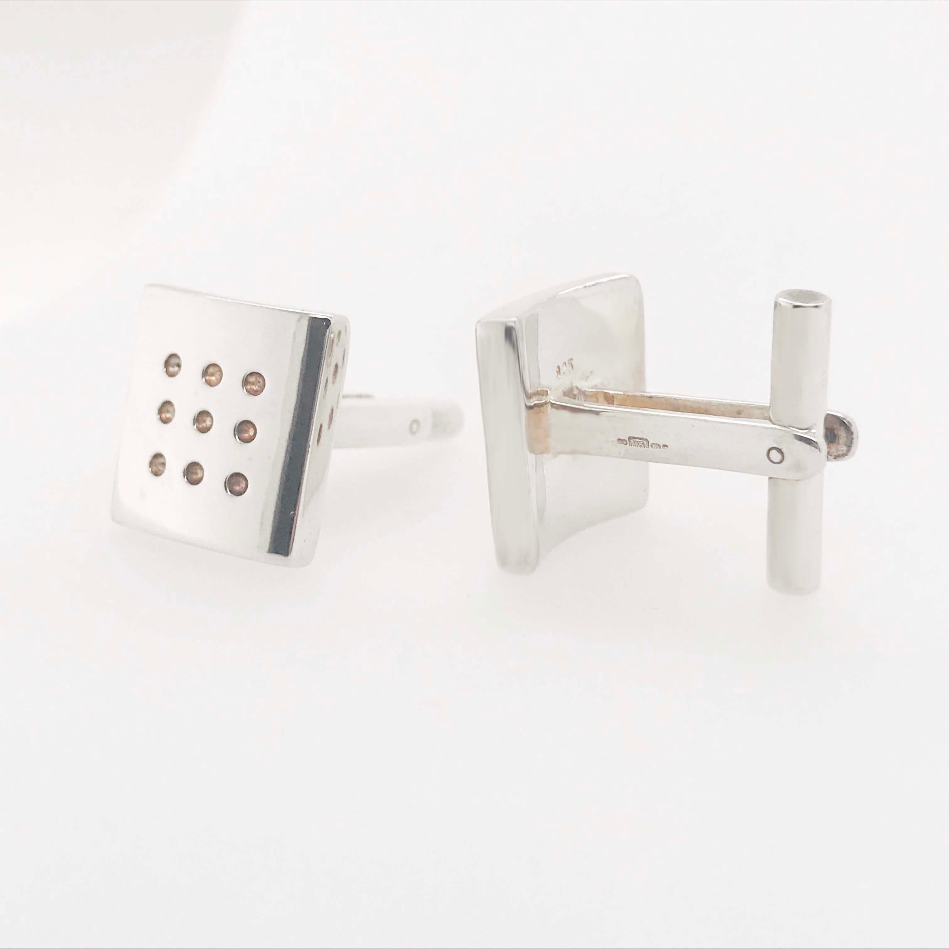 Sterling Square Cufflinks, Sterling Silver Roll the Dice Men's Cuff-links 1
