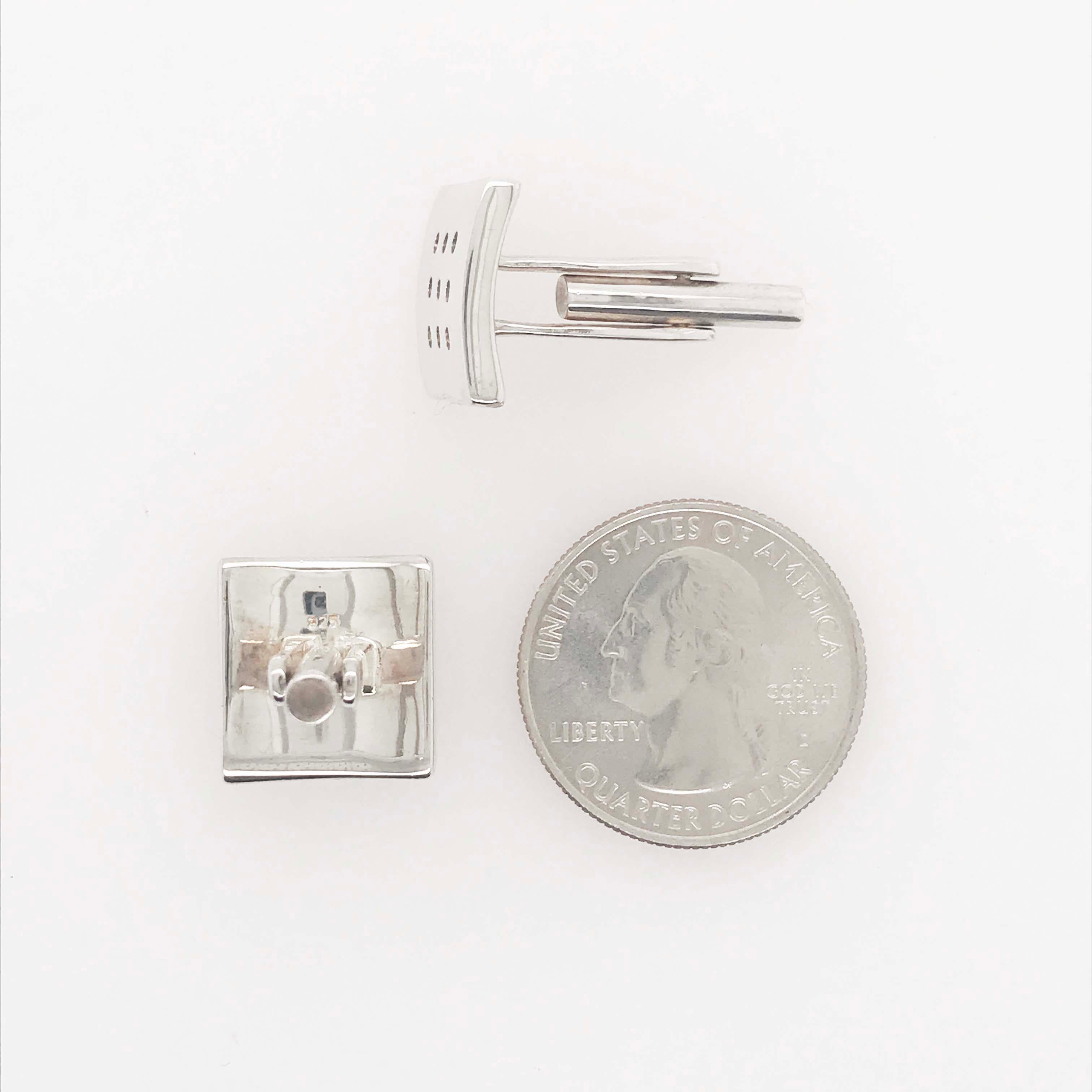 Sterling Square Cufflinks, Sterling Silver Roll the Dice Men's Cuff-links 6