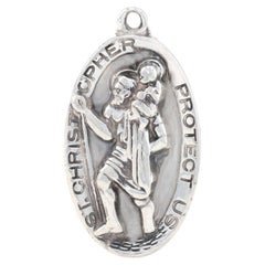 Sterling St. Christopher Faith Medaille Anhänger 925 Schutz Catholic Engravable