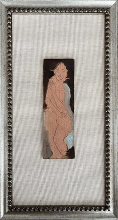 "Desnudo" Sterling Strauser 1962 Pequeño desnudo femenino Óleo sobre tabla