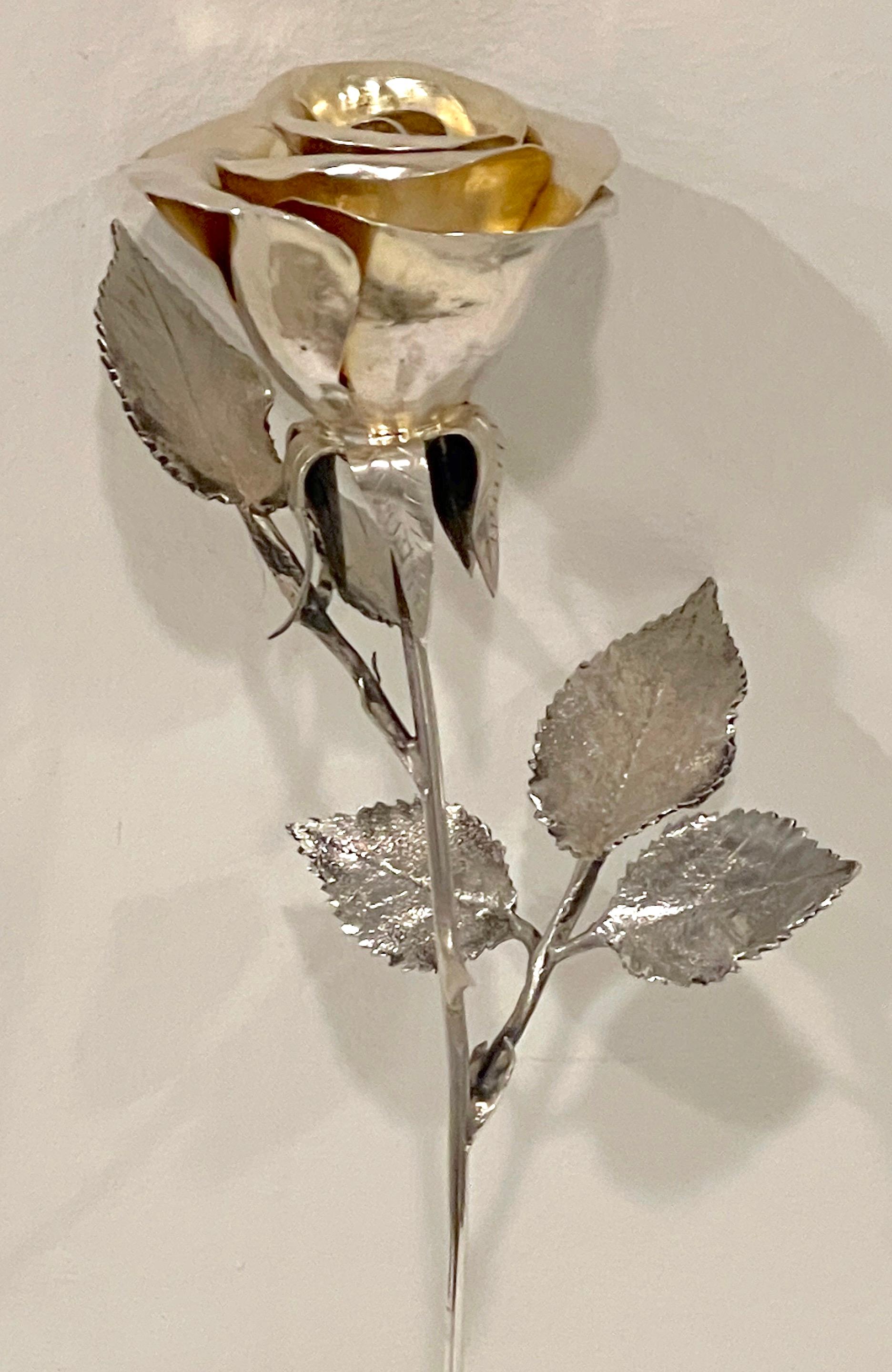 Sterling Table Sculpture of an English Rose by Edmund Bennett, London, 1908 3