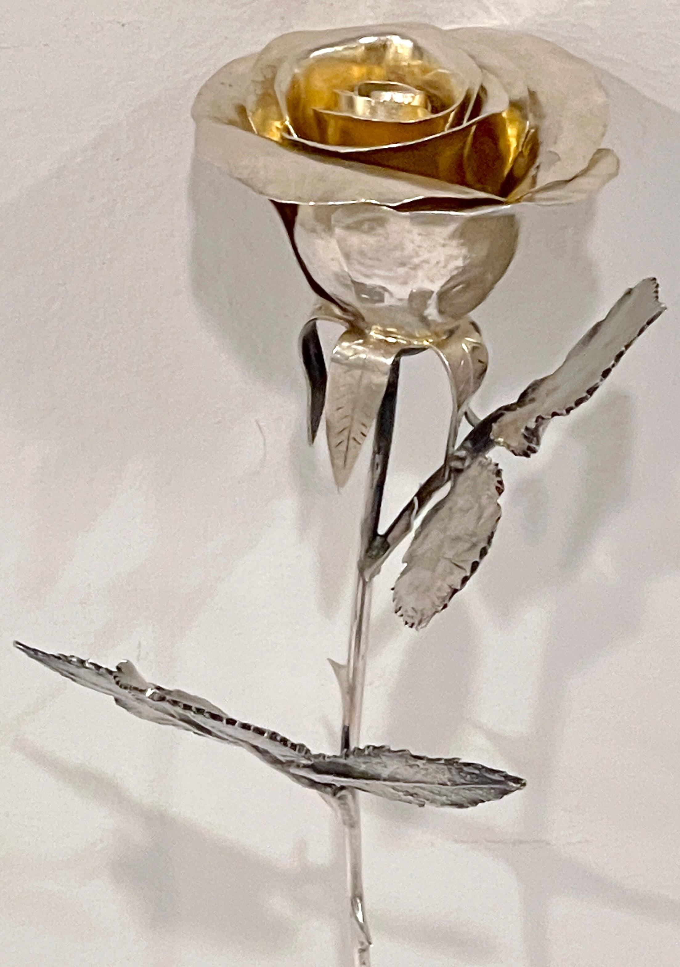 Sterling Table Sculpture of an English Rose by Edmund Bennett, London, 1908 4