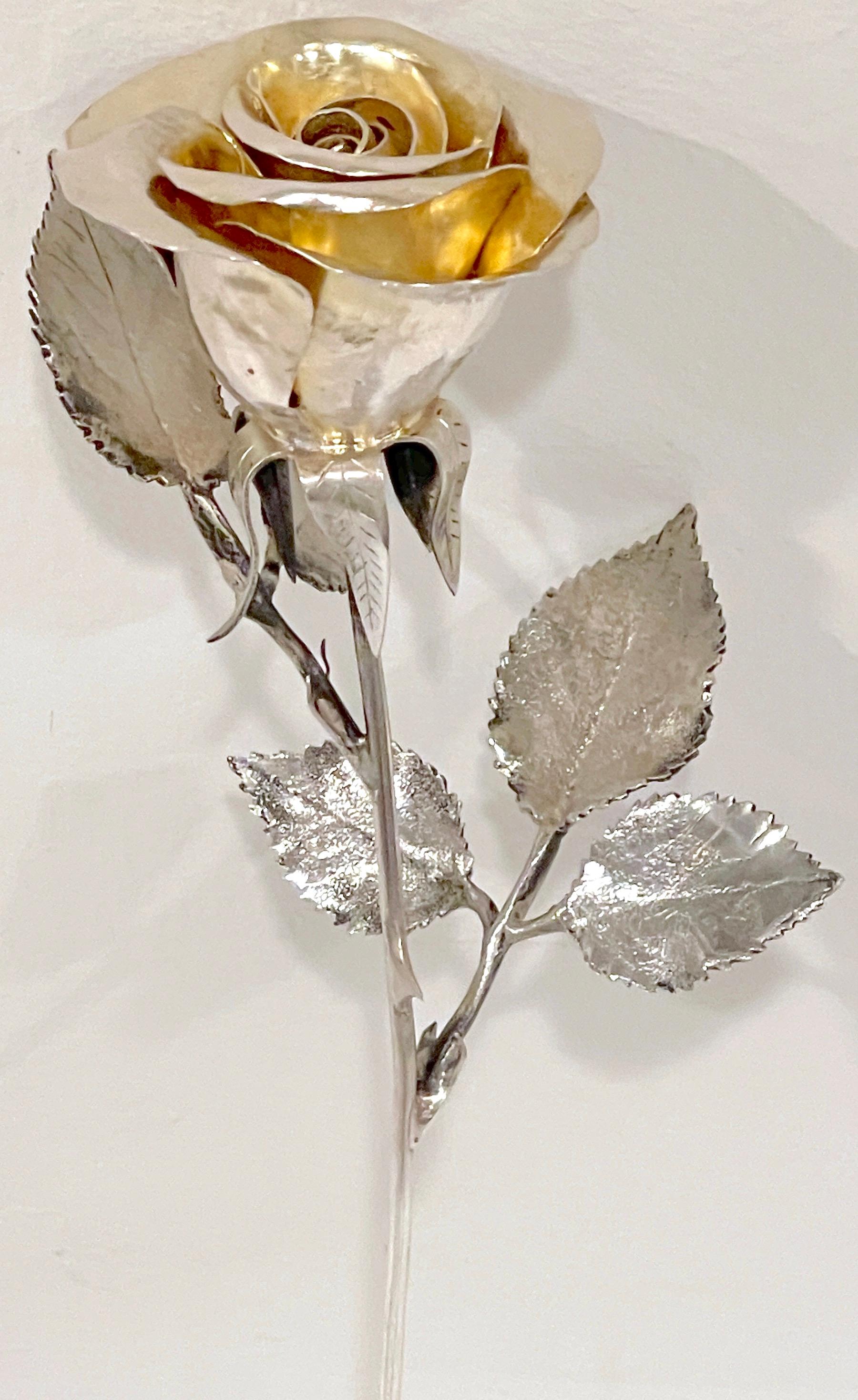 Sterling Table Sculpture of an English Rose by Edmund Bennett, London, 1908 5