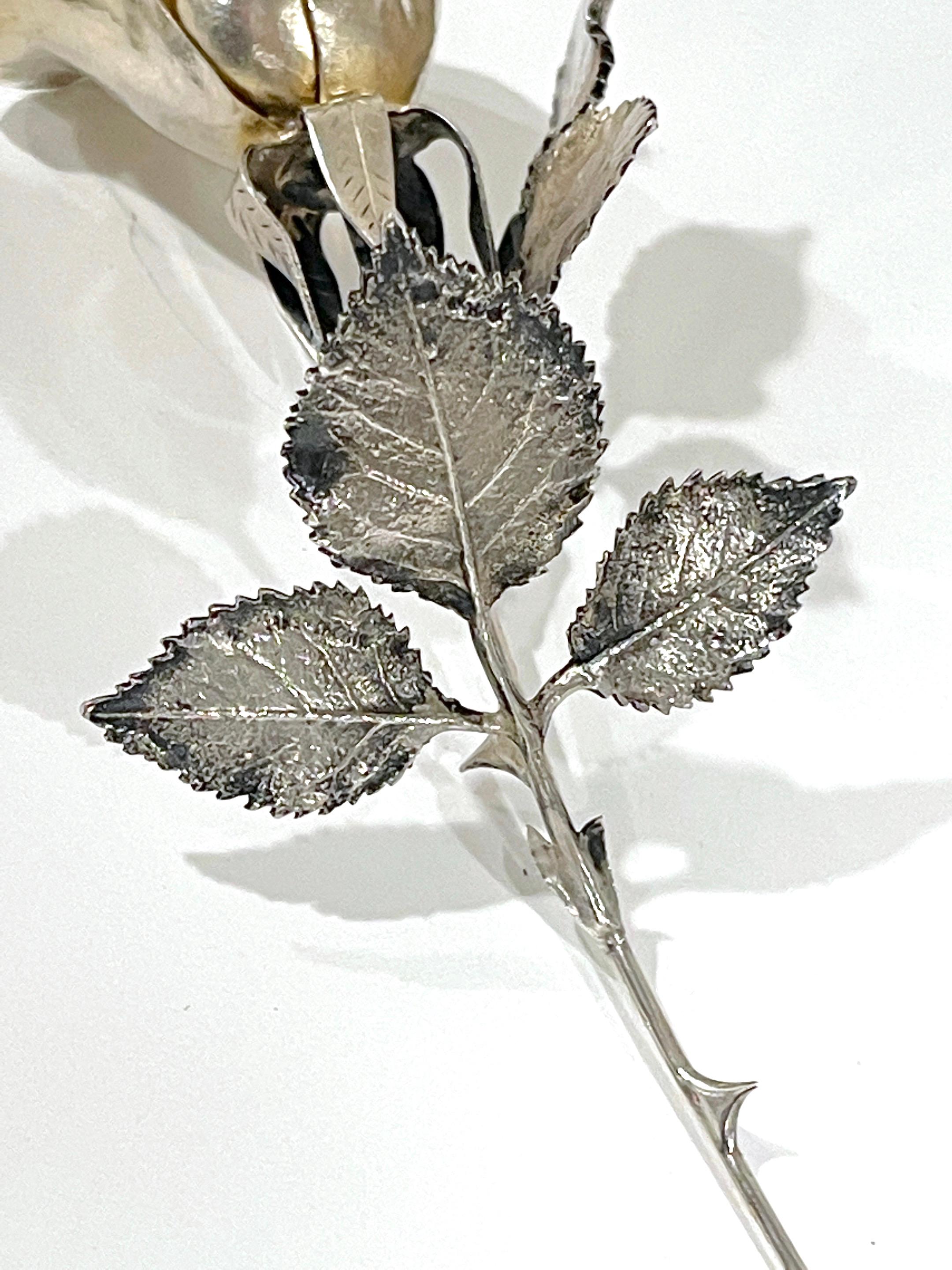 Sterling Table Sculpture of an English Rose by Edmund Bennett, London, 1908 6