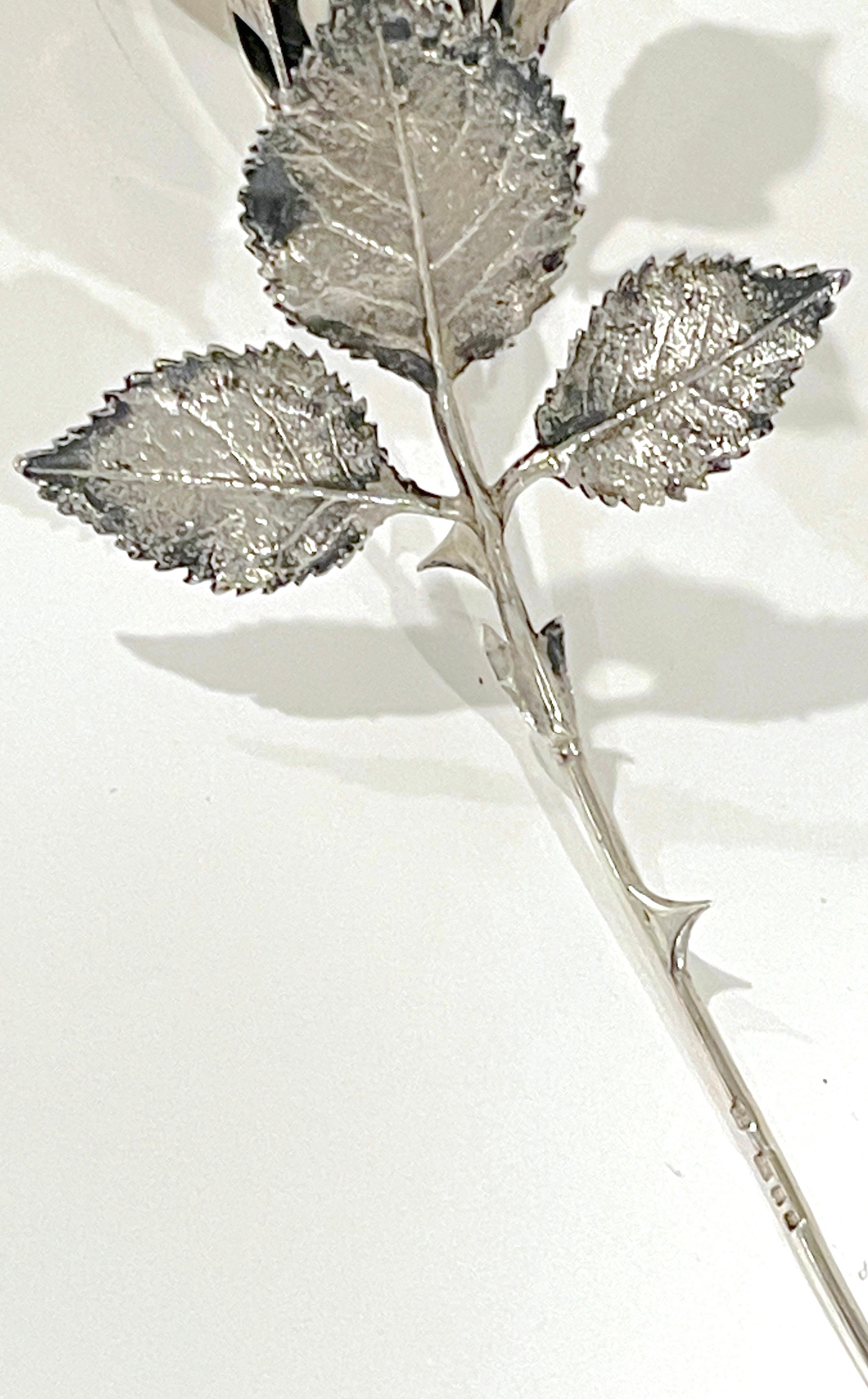 Sterling Table Sculpture of an English Rose by Edmund Bennett, London, 1908 7