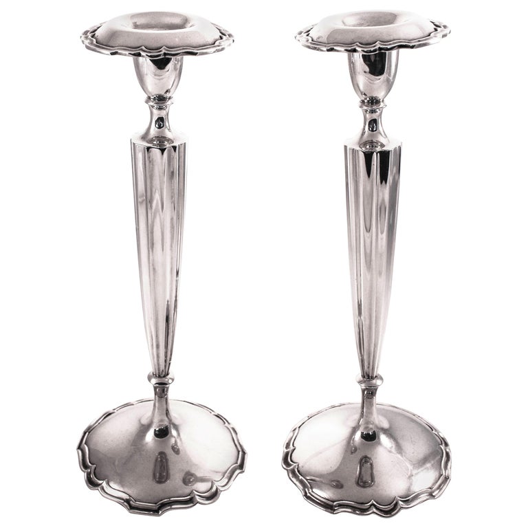 Sterling Tall Candlesticks For Sale at 1stDibs