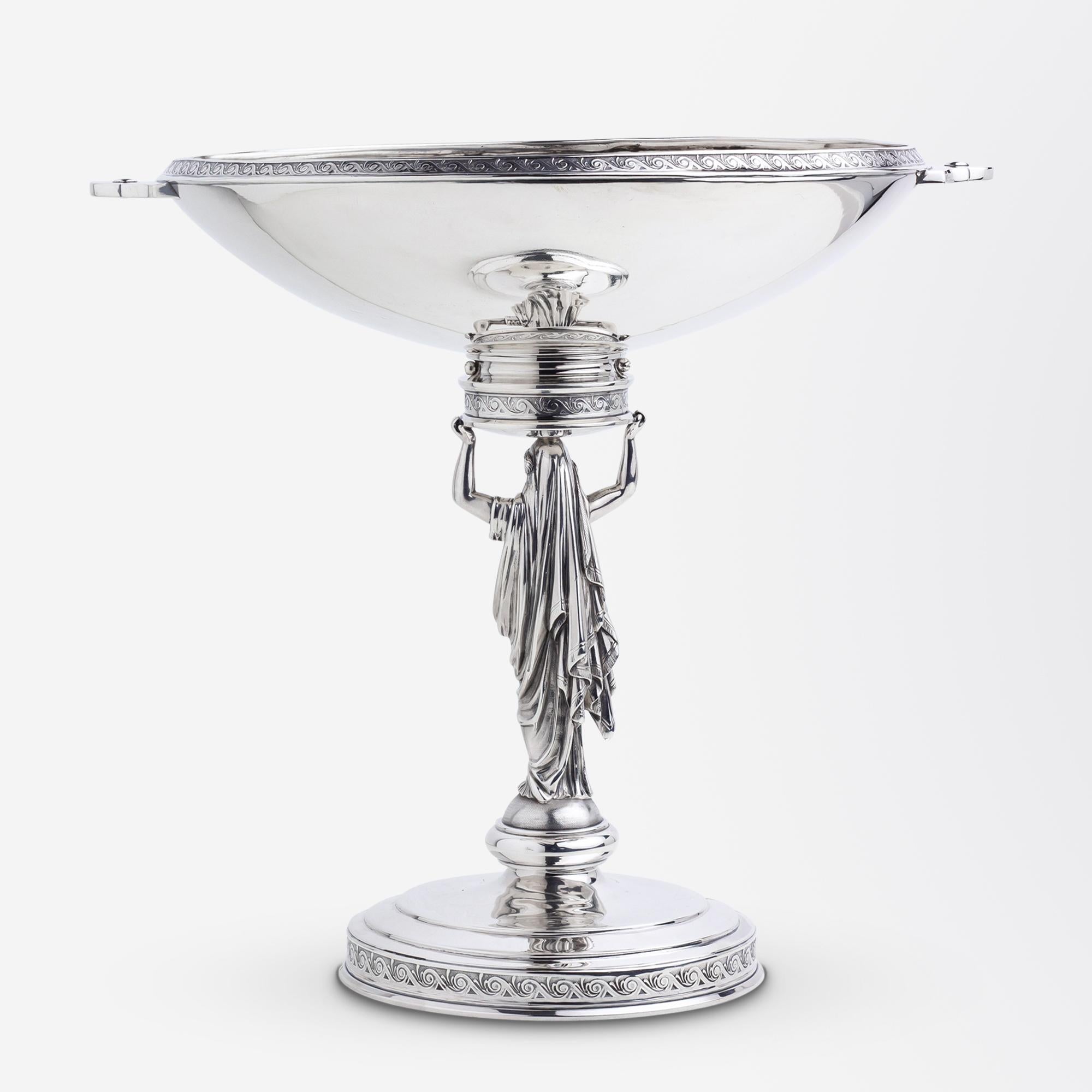 Neoclassical Sterling Tazza or Footed Comport Attributed to John R. Wendt, circa 1870 For Sale