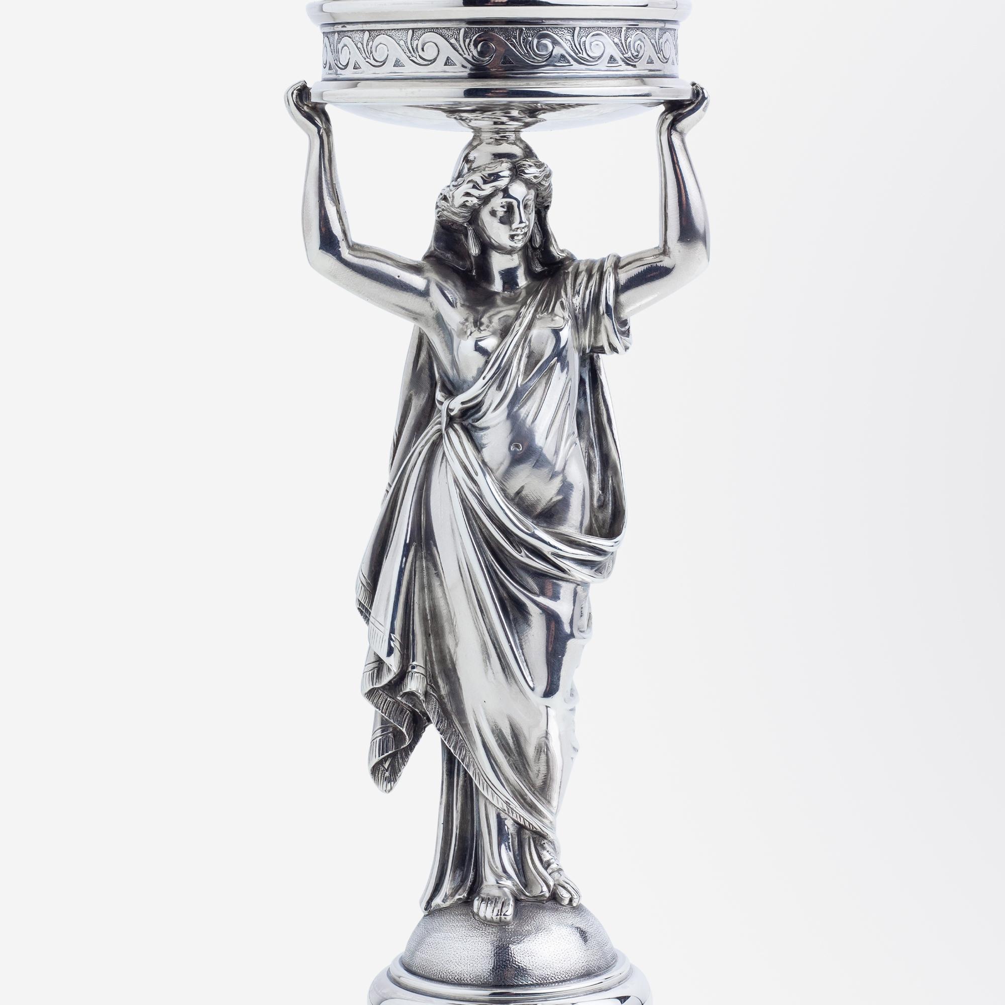 Sterling Tazza or Footed Comport Attributed to John R. Wendt, circa 1870 For Sale 3