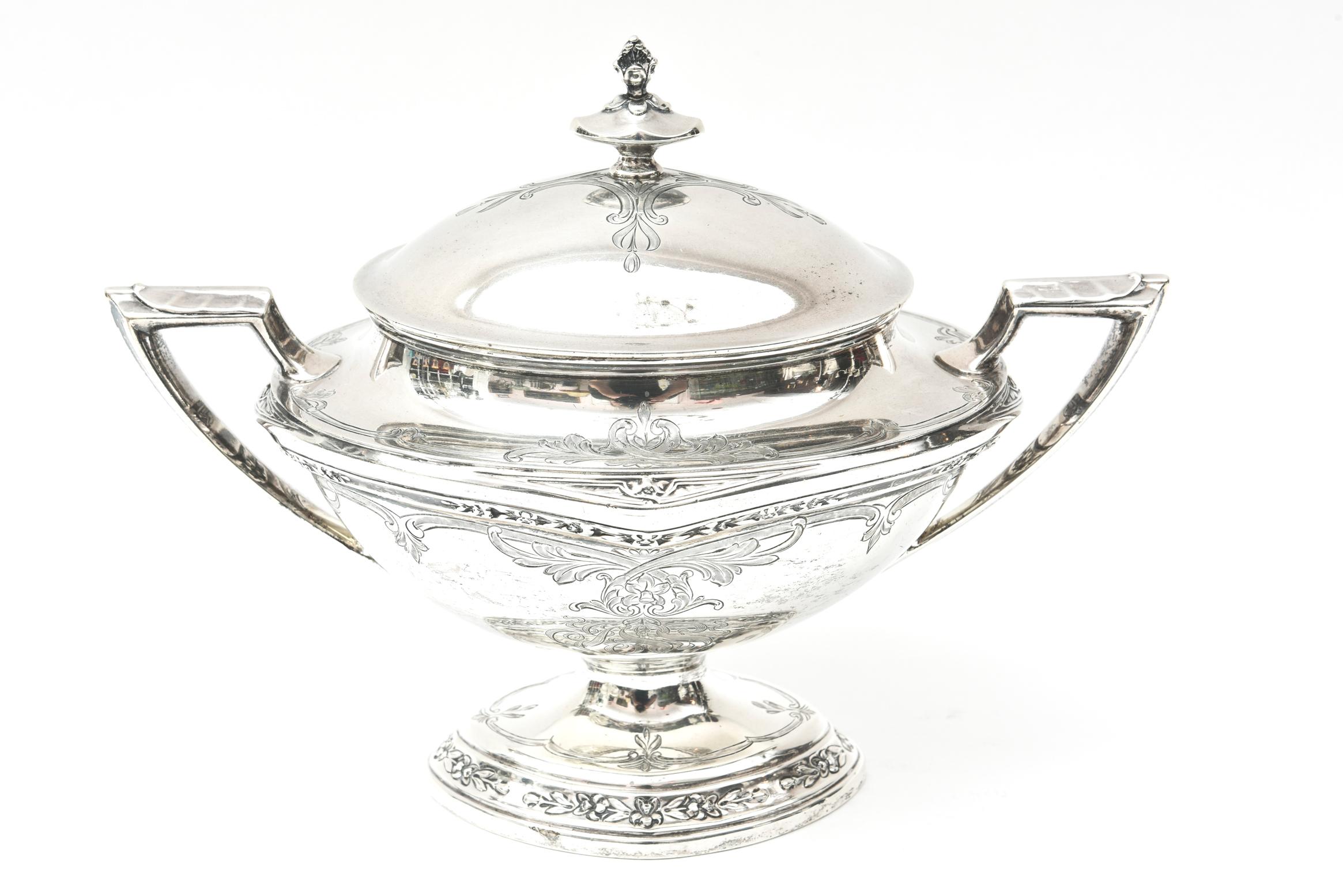 Mid-20th Century Sterling Tea and Coffee Service, American, Elegant and Well Chased
