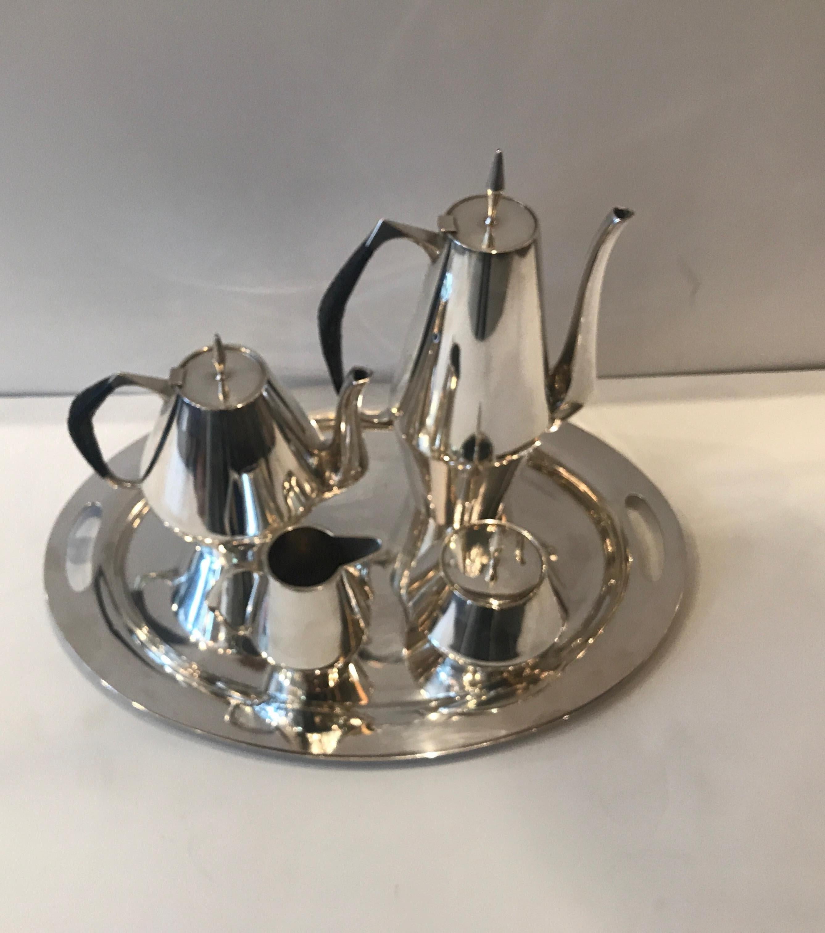 Mid-Century Modern Sterling Tea Service Designed by Gio Ponti for Reed and Barton