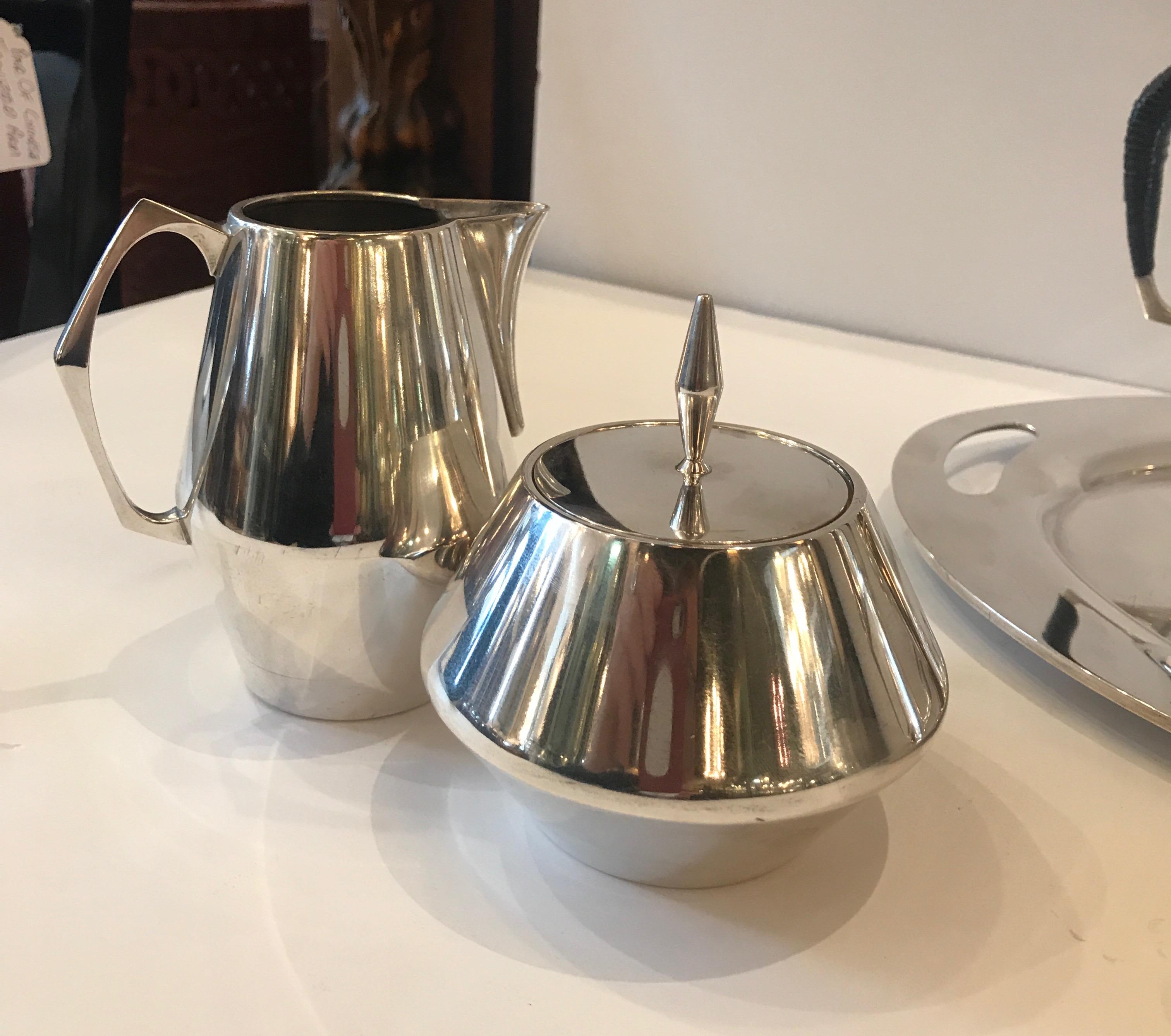 Mid-Century Modern Sterling Tea Service Designed by Gio Ponti for Reed and Barton For Sale