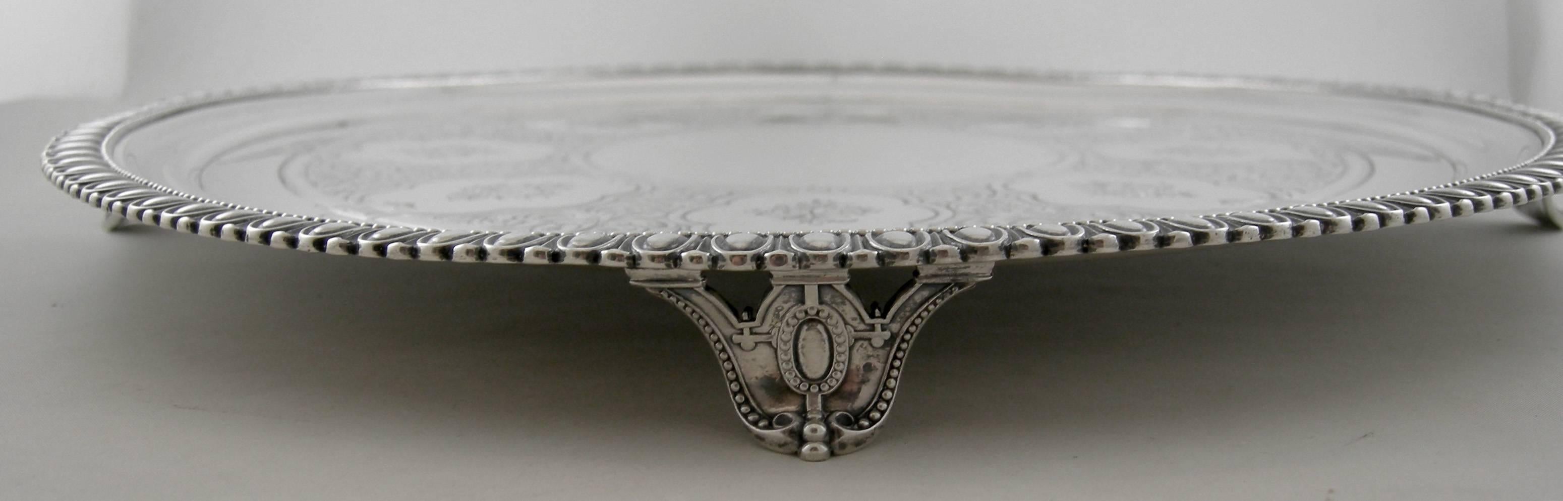 Sterling Tiffany & Co. 550 Broadway Footed Tray, circa 1855-1860 In Excellent Condition For Sale In Bridport, CT