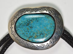 Sterling Turquoise Bolo Tie by Teddy Goodluck