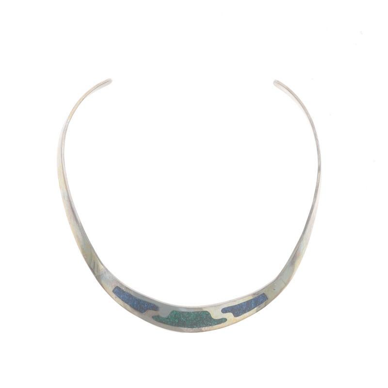Sterling Türkis in Harz Halsband Halskette 15 1/2" - 925 Mosaik Taxco Mexico