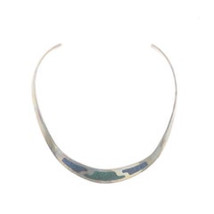 Sterling Türkis in Harz Halsband Halskette 15 1/2" - 925 Mosaik Taxco Mexico