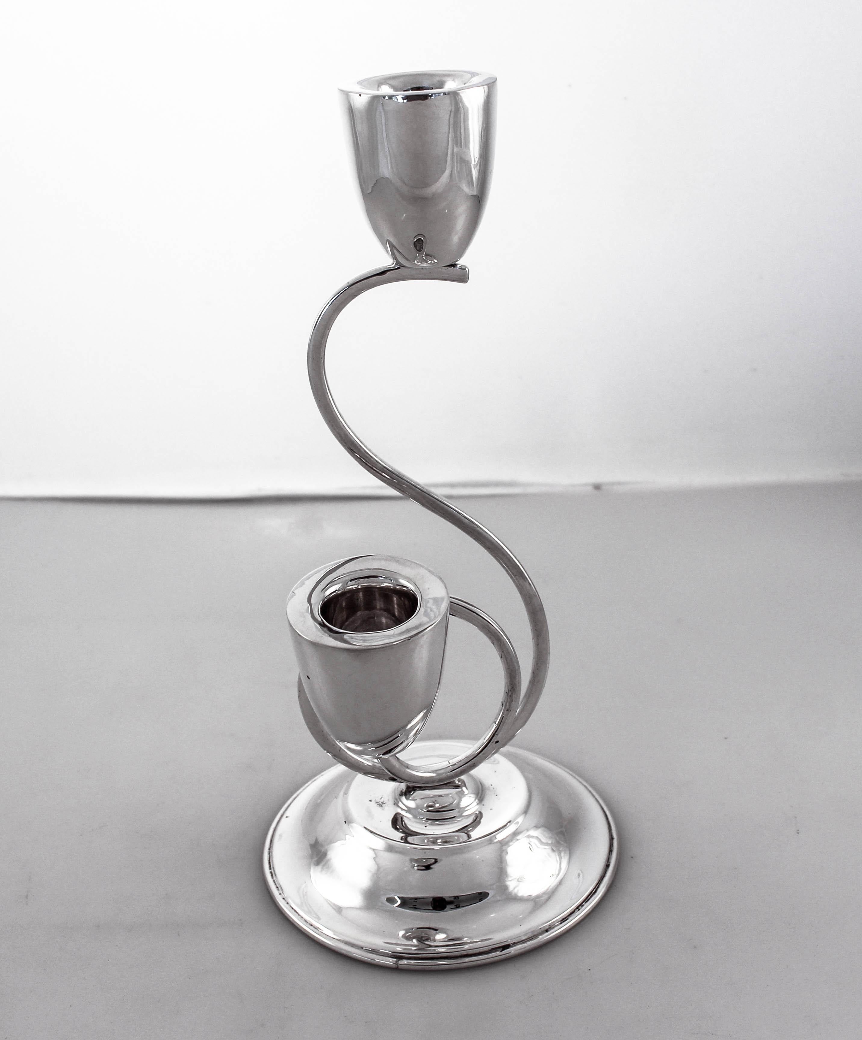 Mexican Sterling Two-Branch Candelabra For Sale