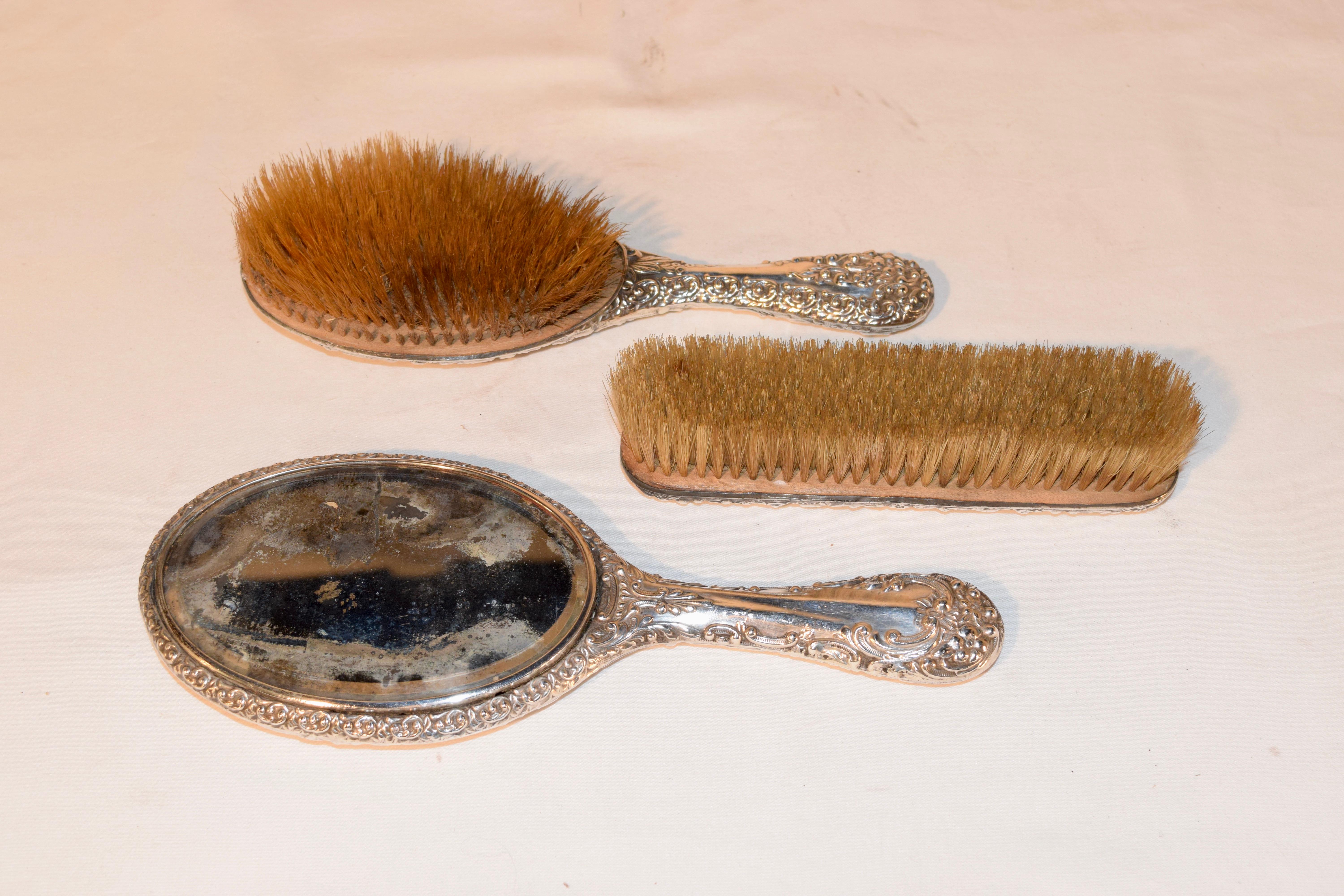 Early 20th Century Sterling Vanity Set, circa 1901 For Sale
