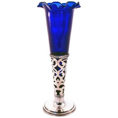 Sterling Vase with Cobalt Liner