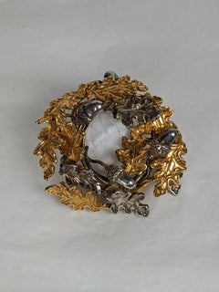 Sterling Vermeil Acorn Wreath Brooch