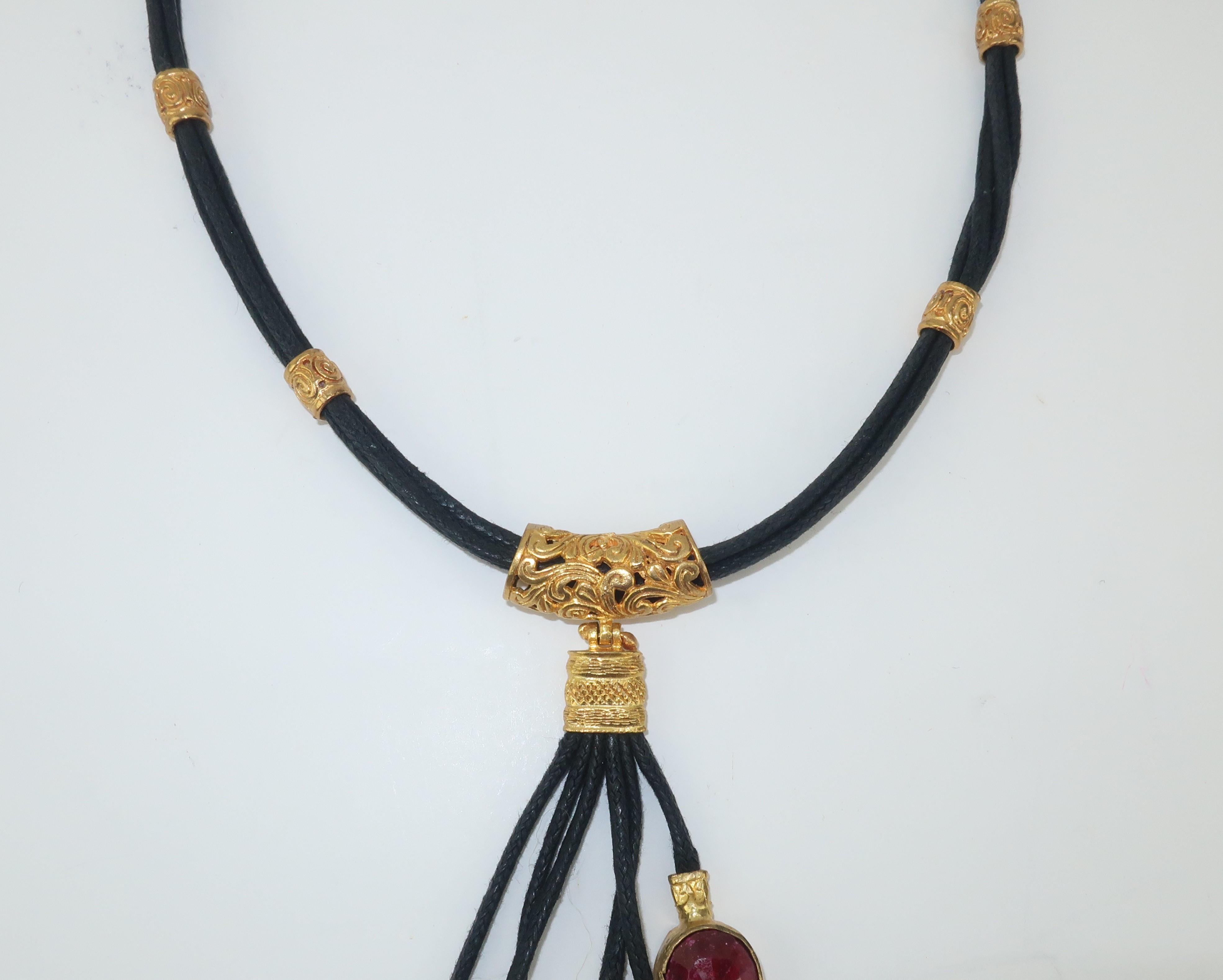 Women's Sterling Vermeil & Semi Precious Stone Drop Necklace