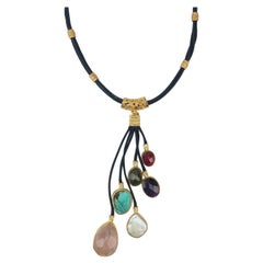 Sterling Vermeil & Semi Precious Stone Drop Necklace