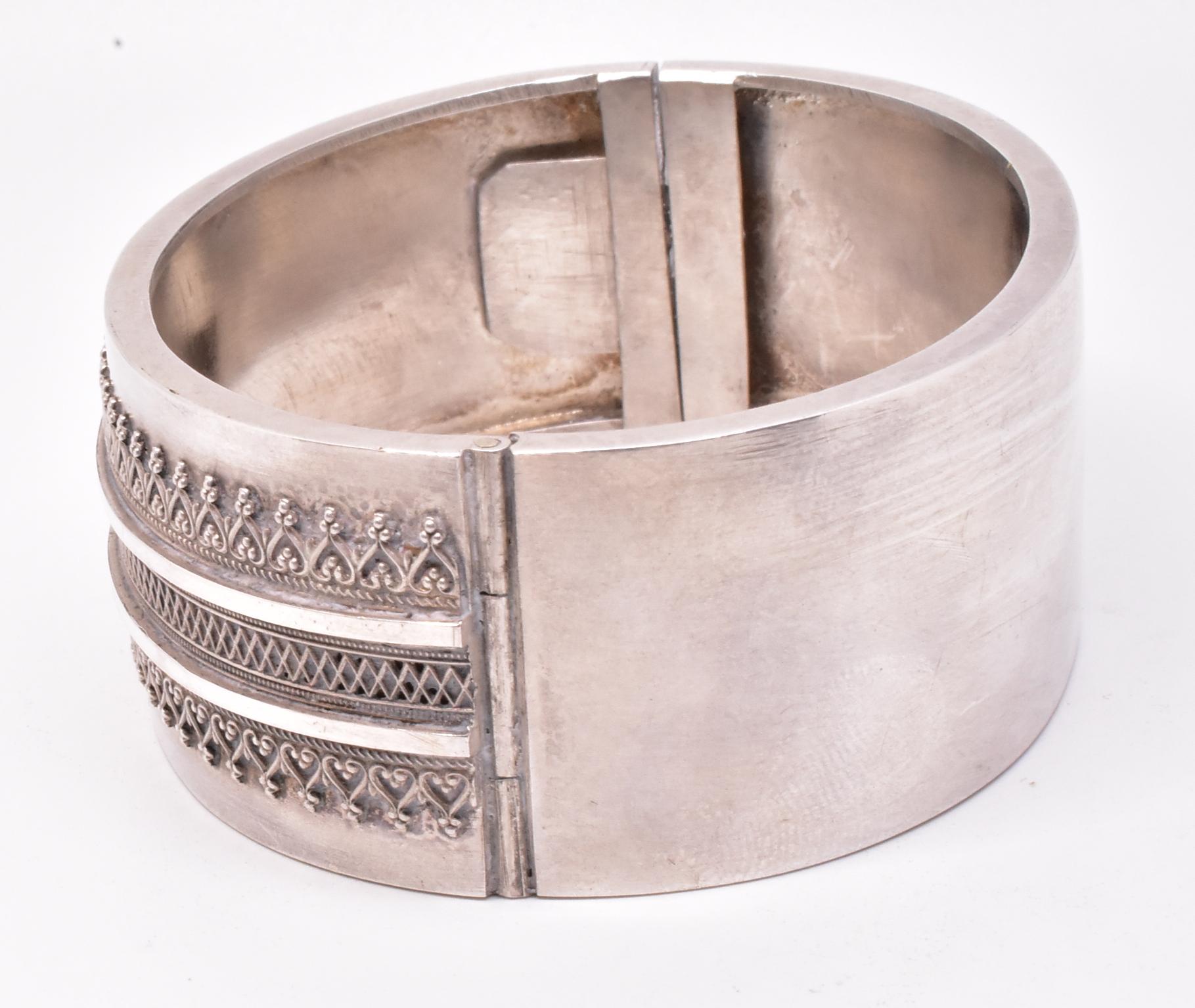 Sterling Victorian Bangle with Heart and Diamond Designs In Excellent Condition For Sale In Baltimore, MD