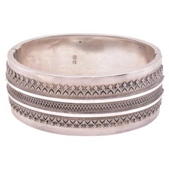 Sterling Victorian Bangle with Heart and Diamond Designs