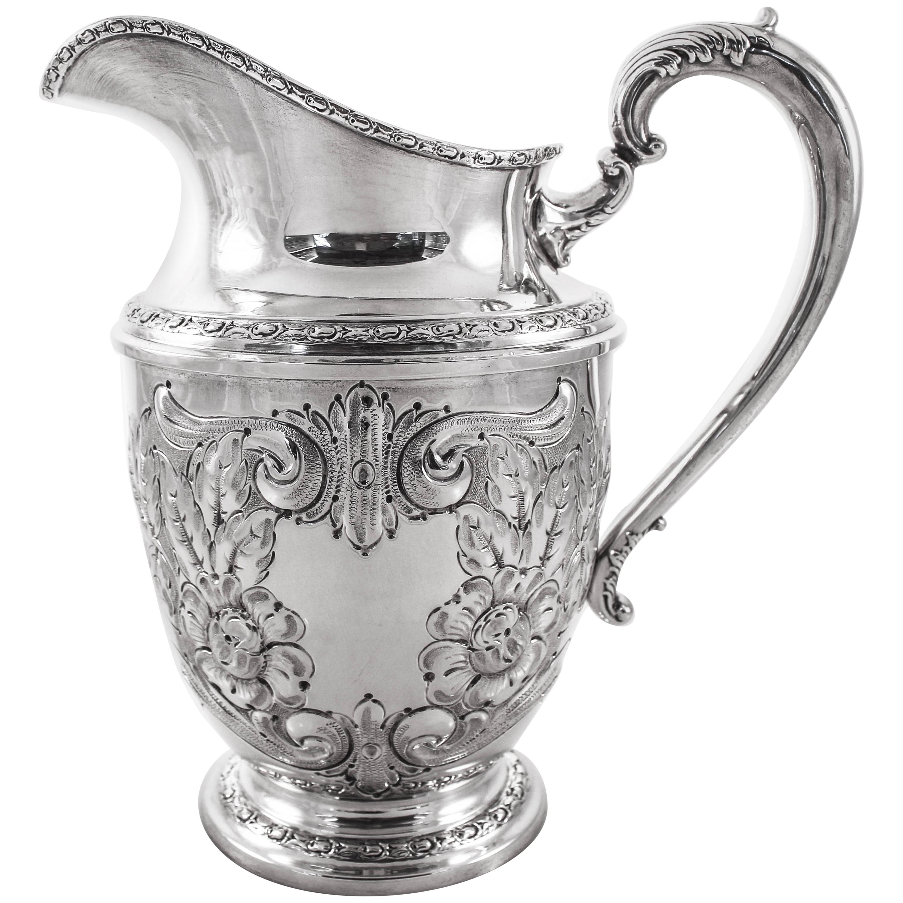 Sterling Water Pitcher, Talisman Rose For Sale