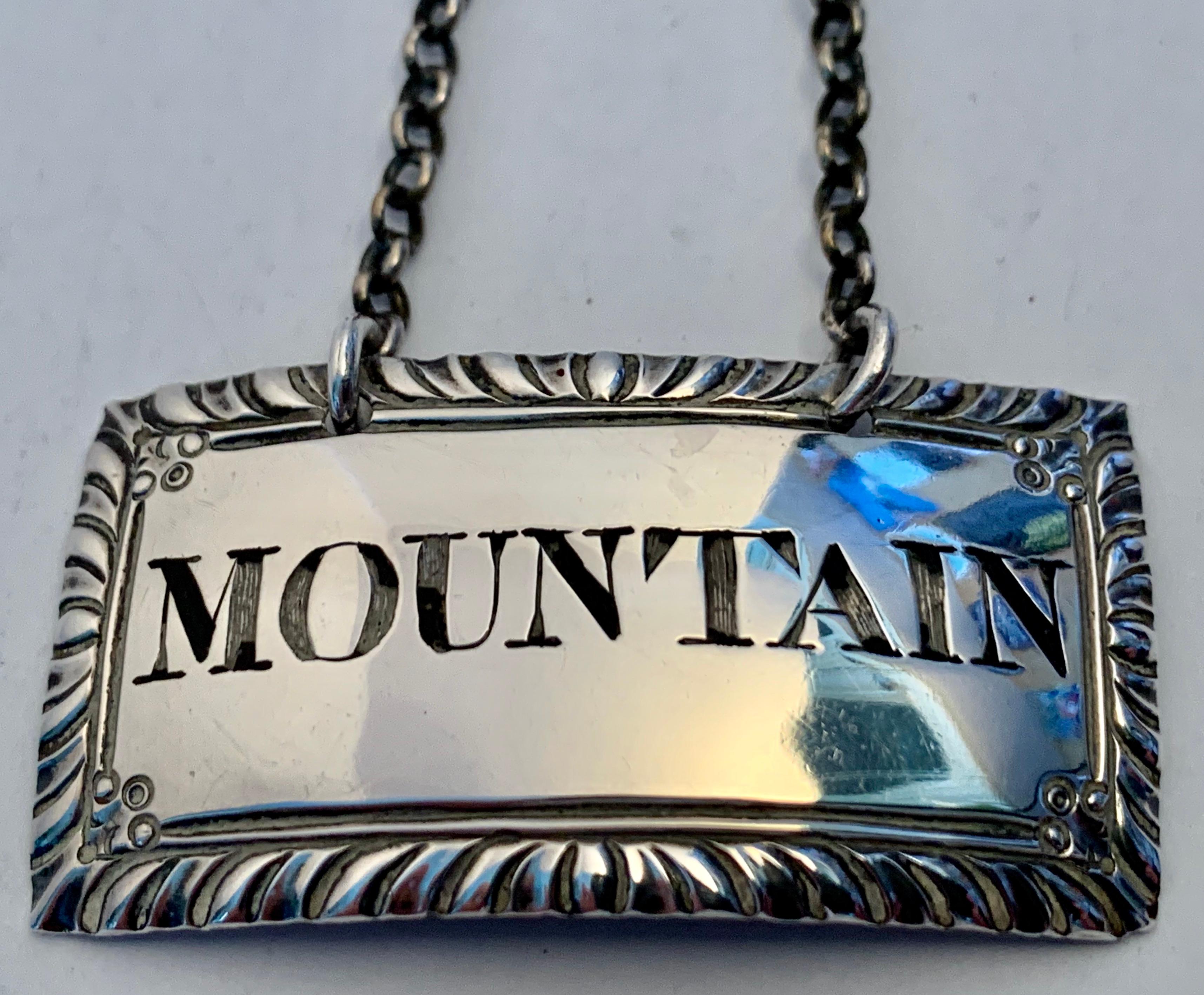 Georgianischer Wein-Dekanter aus Sterlingsilber Label Mountain