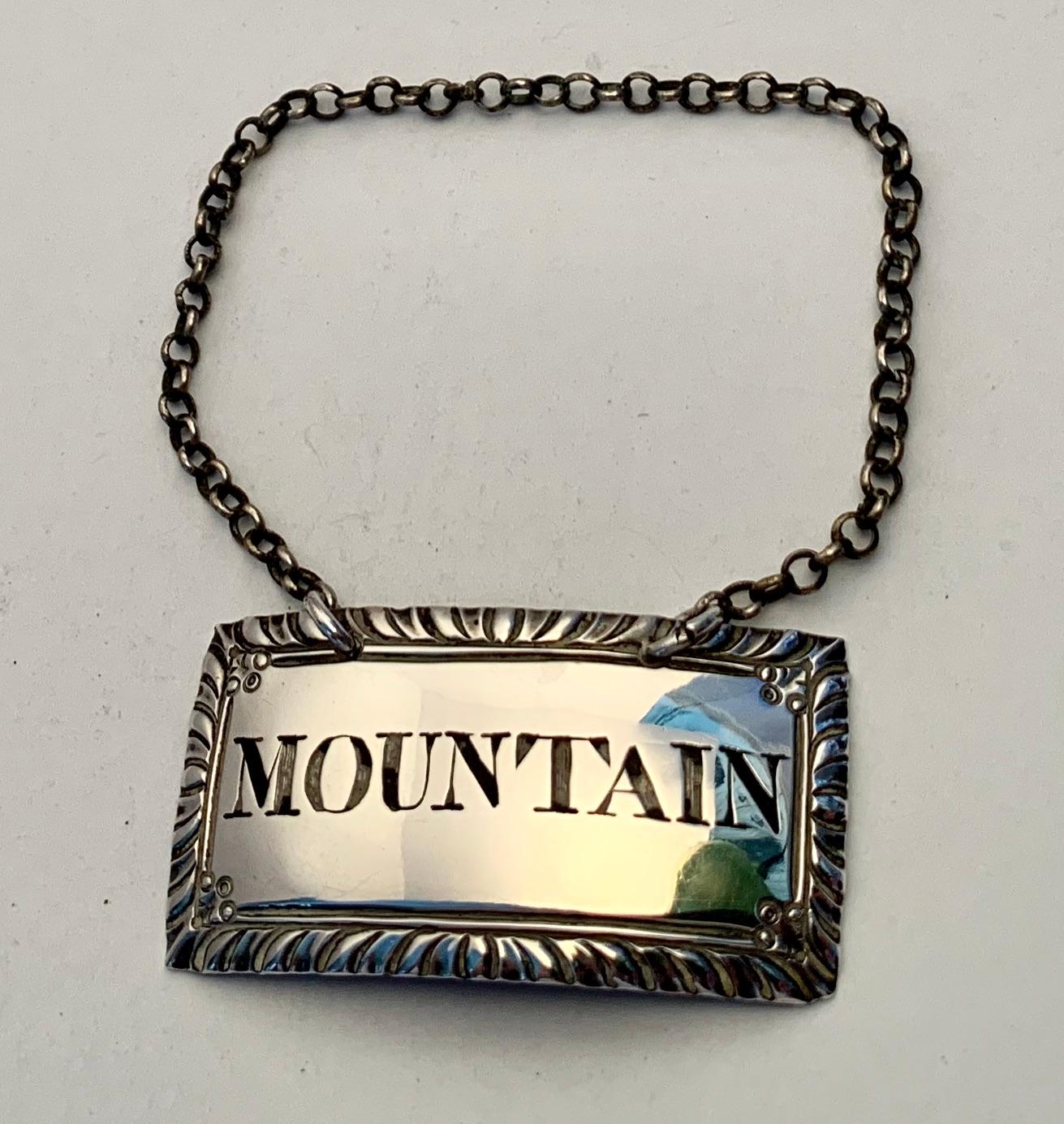 Georgianischer Wein-Dekanter aus Sterlingsilber Label Mountain