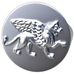 Sterling Winged Griffin Lion Signet Ring