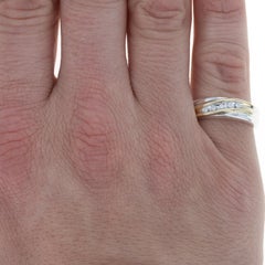 Sterling & Yellow Gold Diamond Men's Wedding Band, 925 & 10k Round .10ctw Ring