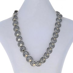 Sterling & Yellow Gold Geometric Dome Link Necklace 17 925 & 14k Circular