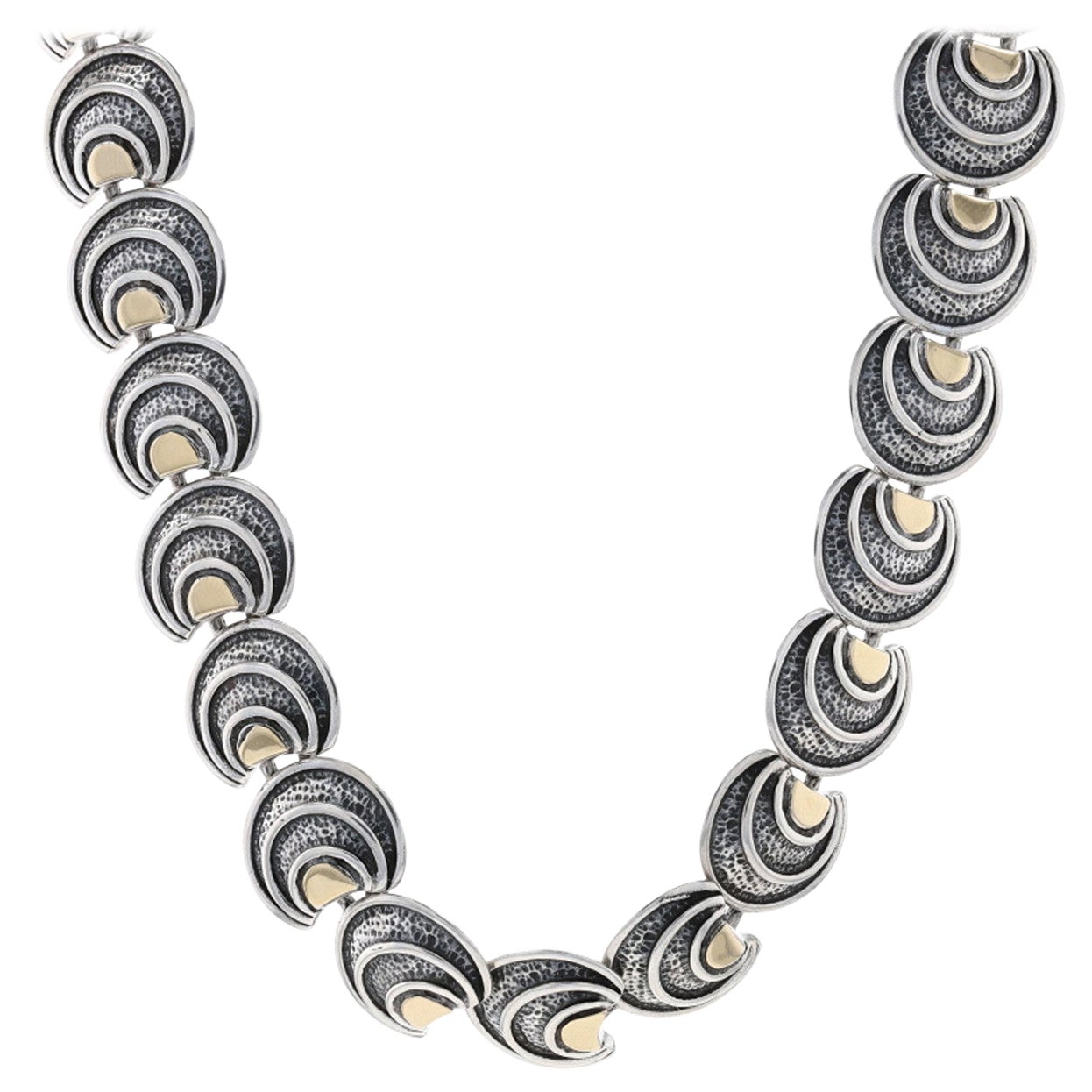 Sterling & Yellow Gold Geometric Dome Link Necklace 17 925 & 14k Circular